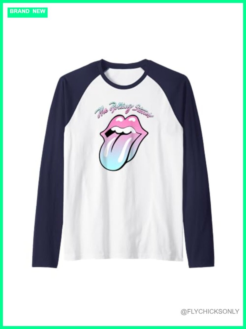 Rolling Stones Gradient Tongue V-Neck Raglan Baseball Tee